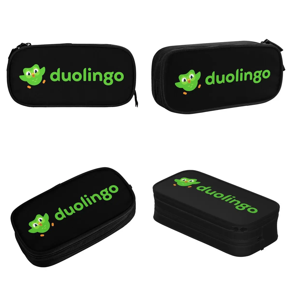 Imagem -02 - Duolingo Cartoon Pencil Case Pen Holder Bolsa para Estudante Grande Armazenamento Material Escolar Presente