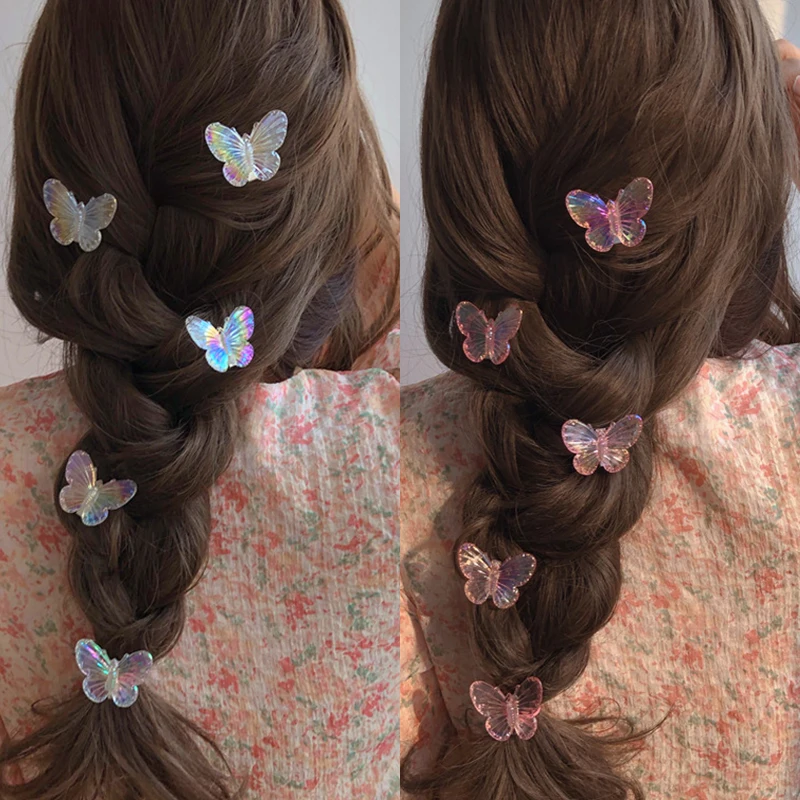

5pcs Transparent Butterfly Hairpins Clips Women Heart Hair Clip Grip Children Barrettes Headwear Bridal Wedding Hair Accessories