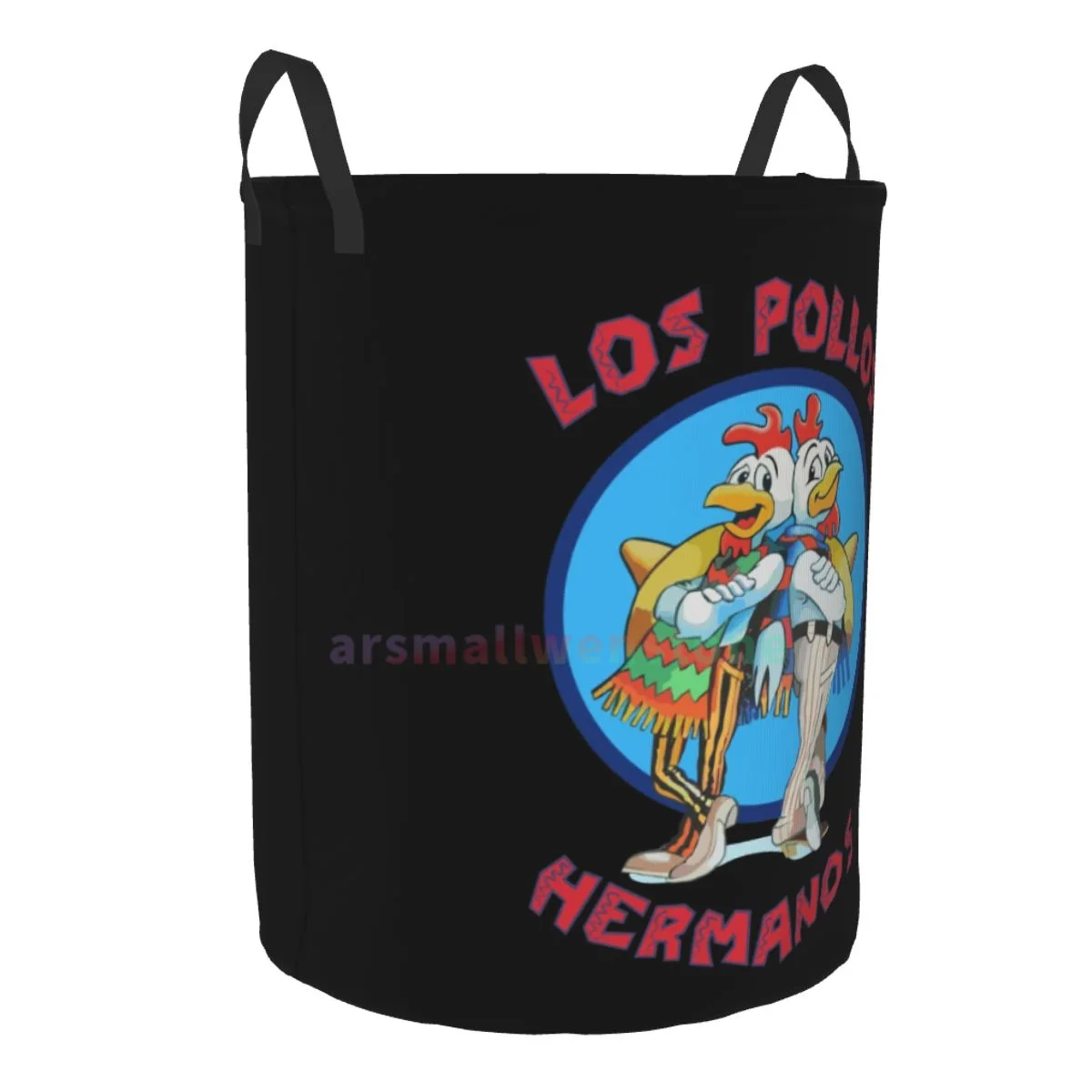 LOS POLLOS Hermanos Funny Printed Round Laundry Hamper Storage Basket Toys Clothes Organizer Bin for Home Bathroom Bedroom