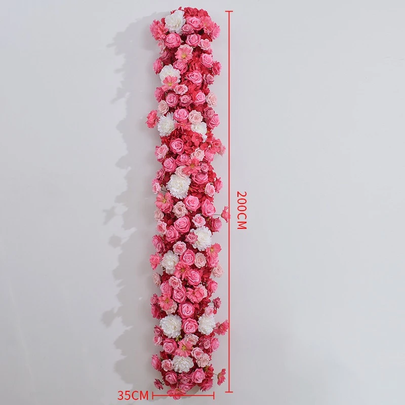 Großhandel Künstliche Rosenblumenreihe Seidenblumen-Läufer Hochzeitstisch-Mittelstück Bogen-Hintergrund Wand Bühnen-Event-Party-Dekoration – Detail 6