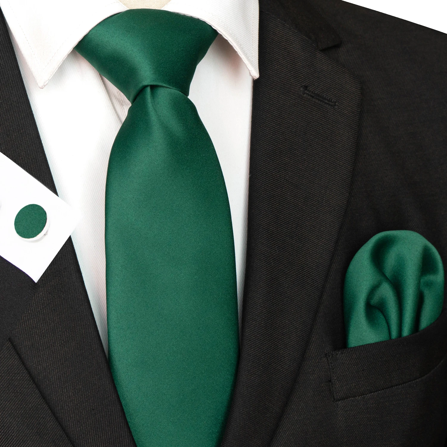 30 verschiedene Farben, solide Polyester-Krawatten für Herren, Einstecktuch, Manschettenknöpfe, Geschenk, Hochzeits- und Party-Accessoires, 8cm Krawatten-Set, kostenloser Versand – Detail 24