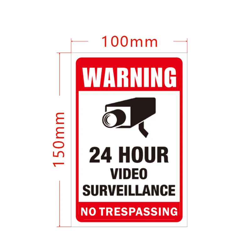 5pcs Wall Sticker 24H Video Camera System Warning Sign Wall Decal Surveillance Monitor Decal Public Area Security