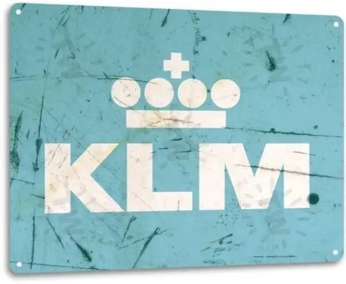 Royal Dutch Airlines KLM Retro Logo Jet Airplane Vintage Decor Metal Tin Sign-Aluminum