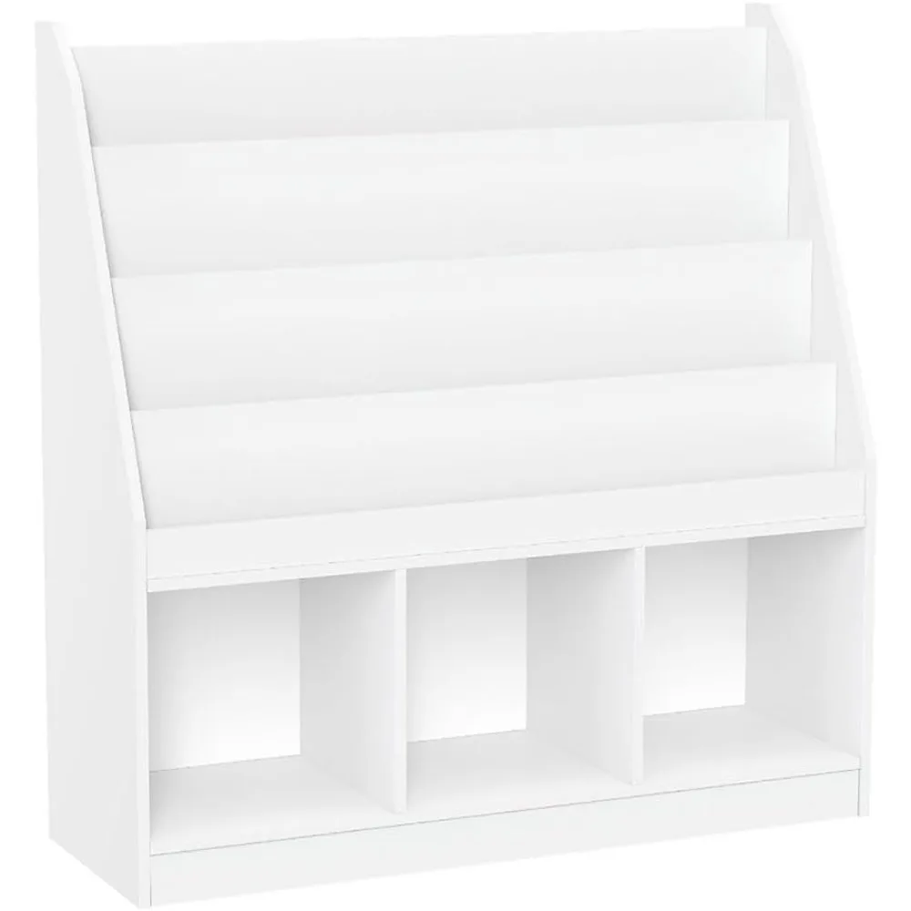 

Kids 4 shelves Three Cubbies Bookrack, White (02-251), 11.81"D x 35"W x 36"H