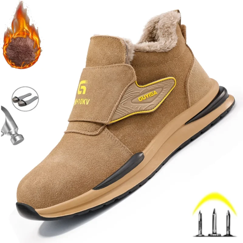 New 2024 Winter Warm 10KV Men Work Safety Shoes Boots Anti-smash Work Sneakers Steel Toe Welding Shoes Male Work Boot Footwear