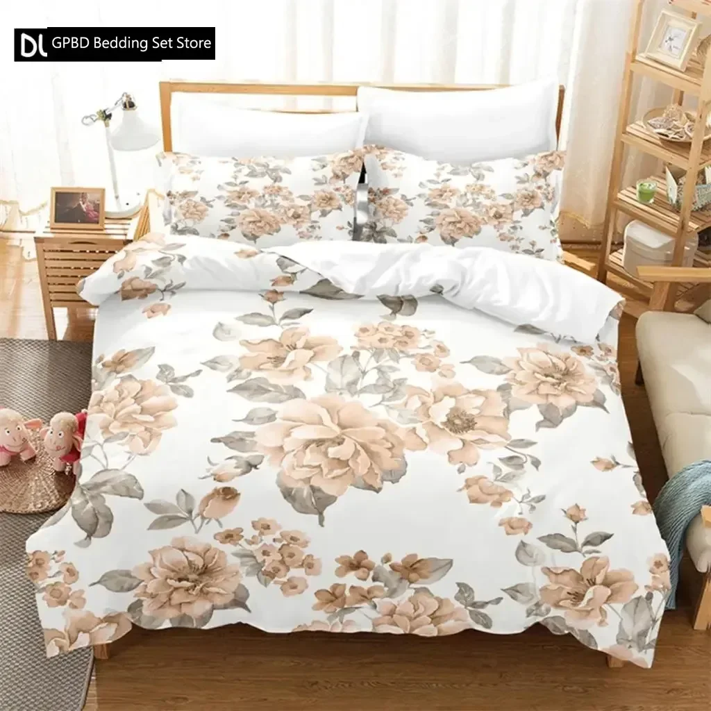 Flowers 3D Duvet Cover Bedding Set Comforter Linen Pillowcases Home Decor Single Double Twin King Queen
