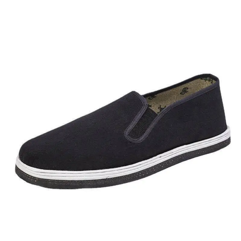 Thickened Tire Sole Beijing Men's Work Shoes Wear-Resistant Soft Bottom Slip-On Black Labor Protection Shoes Breathable round...
