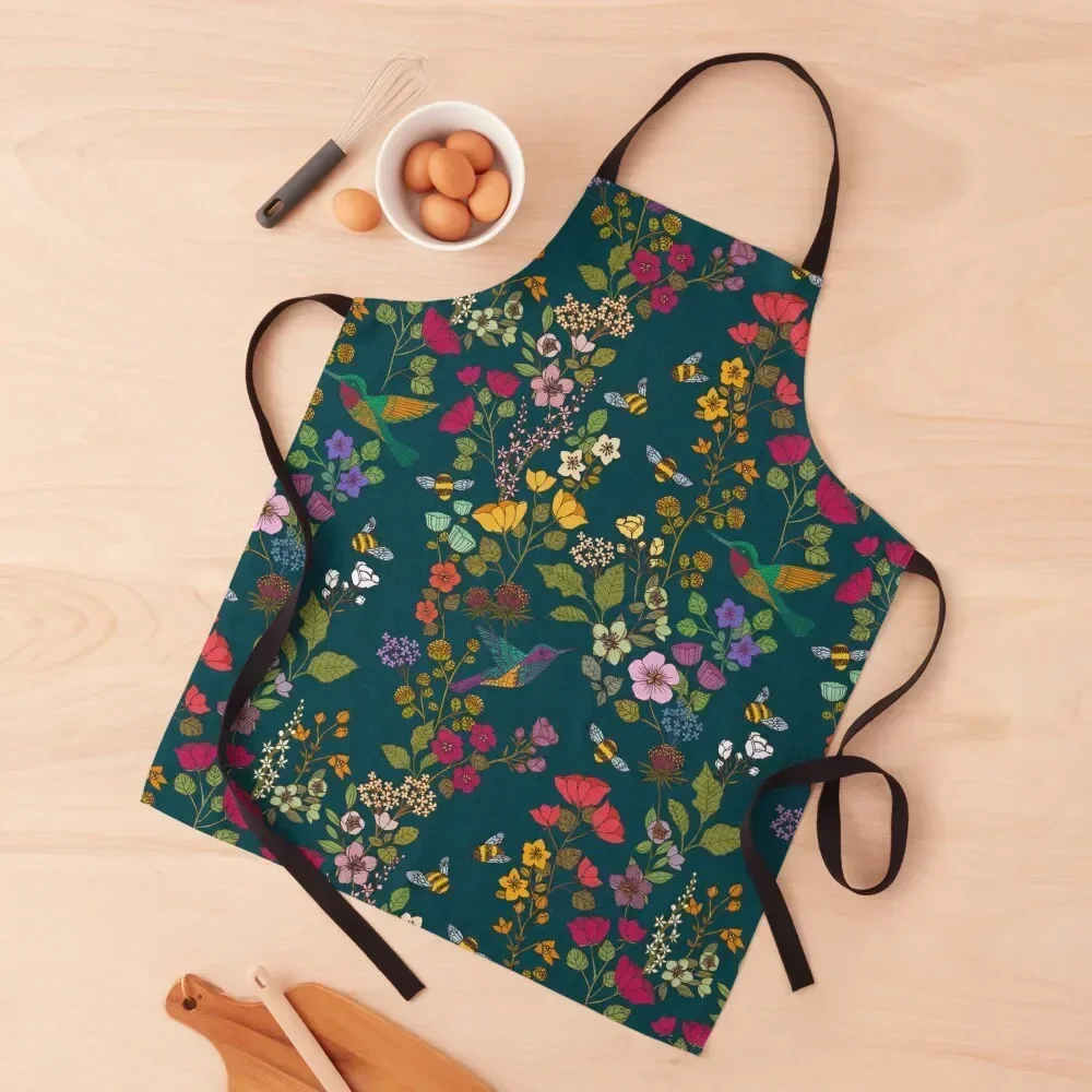 Hummingbirds and Bees Forest Garden Floral Apron useful gadgets for home Christmas gift Woman Work Apron