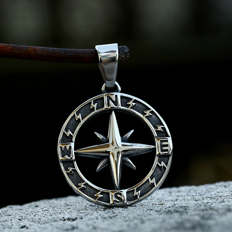 2022 BEIER 316 Stainless Steel Viking  Ordin Trendy Round Compass Pendant Men Necklace Personality Jewelry Wholesale