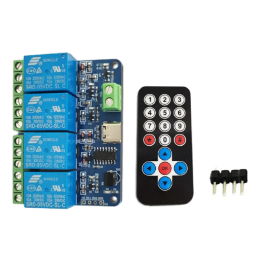 5V Infrared Remote Control Wireless Relay Module Jog Self Locking Interlocking 4 Way Smart Relay for Garage Door