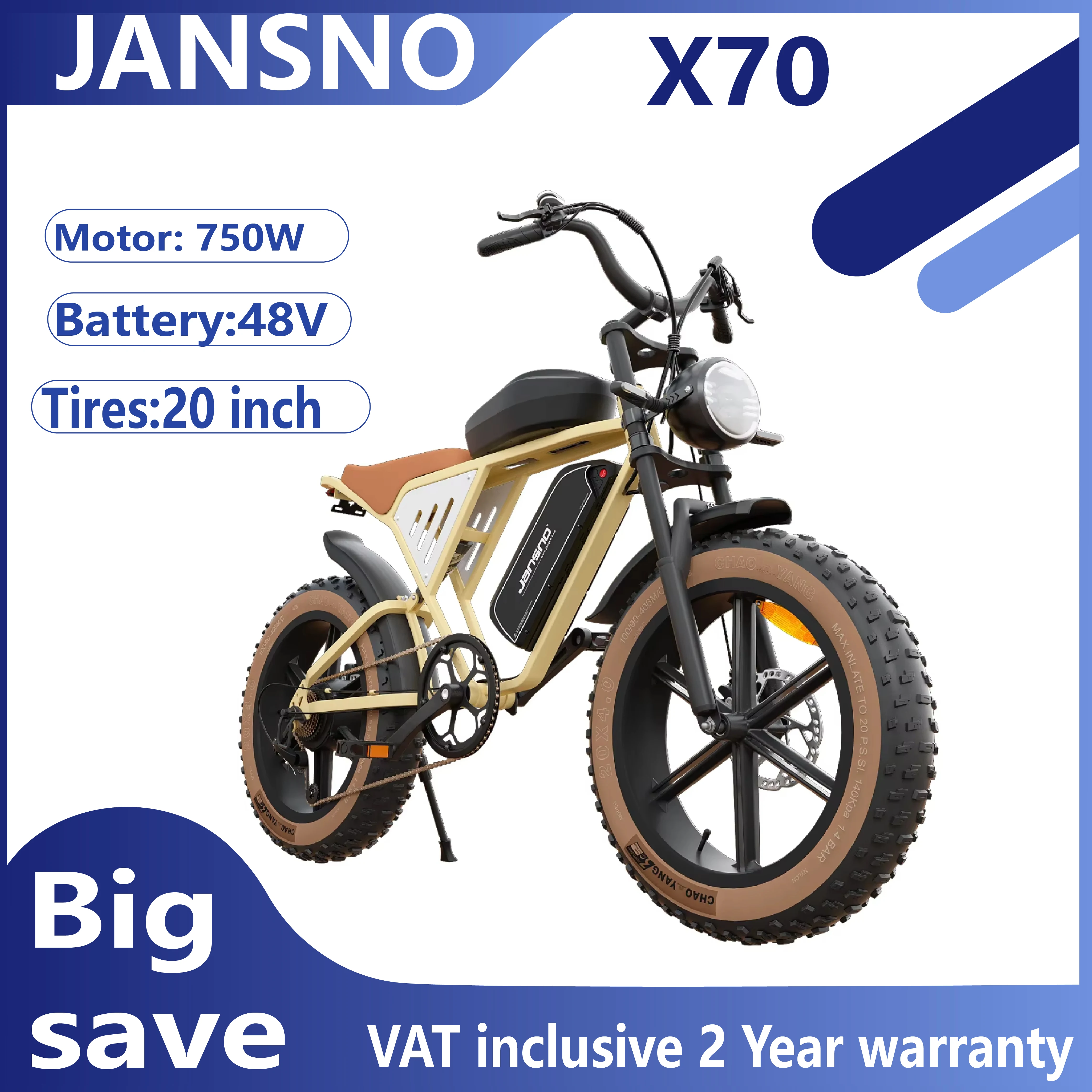 JANSNO X70 vélo tout Terrain 48V 34Ah double batterie au lithium ville vélo électrique 20 pouces pneu adulte montagne e-bike