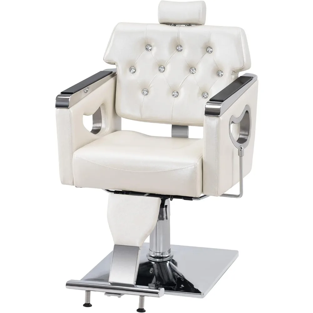 

Barber Chair Reclining Salon Chair for Hair Stylist, Antique Hair Spa Salon Styling Beauty Equipment 8132(Champagne)