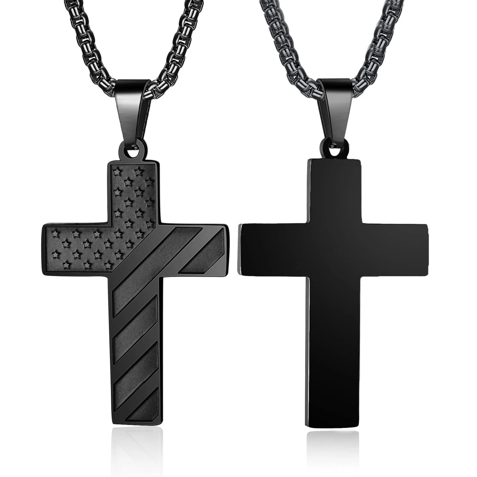 

Ожерелье с крестом и флагом, подарок на день отца, черная цепочка, кулон из нержавеющей стали, ожерелье с крестом и флагом, можно настроить