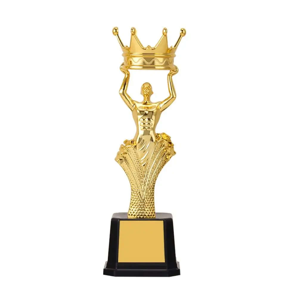 Golden Award Trophy Crown Football Small Gold Statue Plastic Singing Dancing Competition Reward Prize Cup