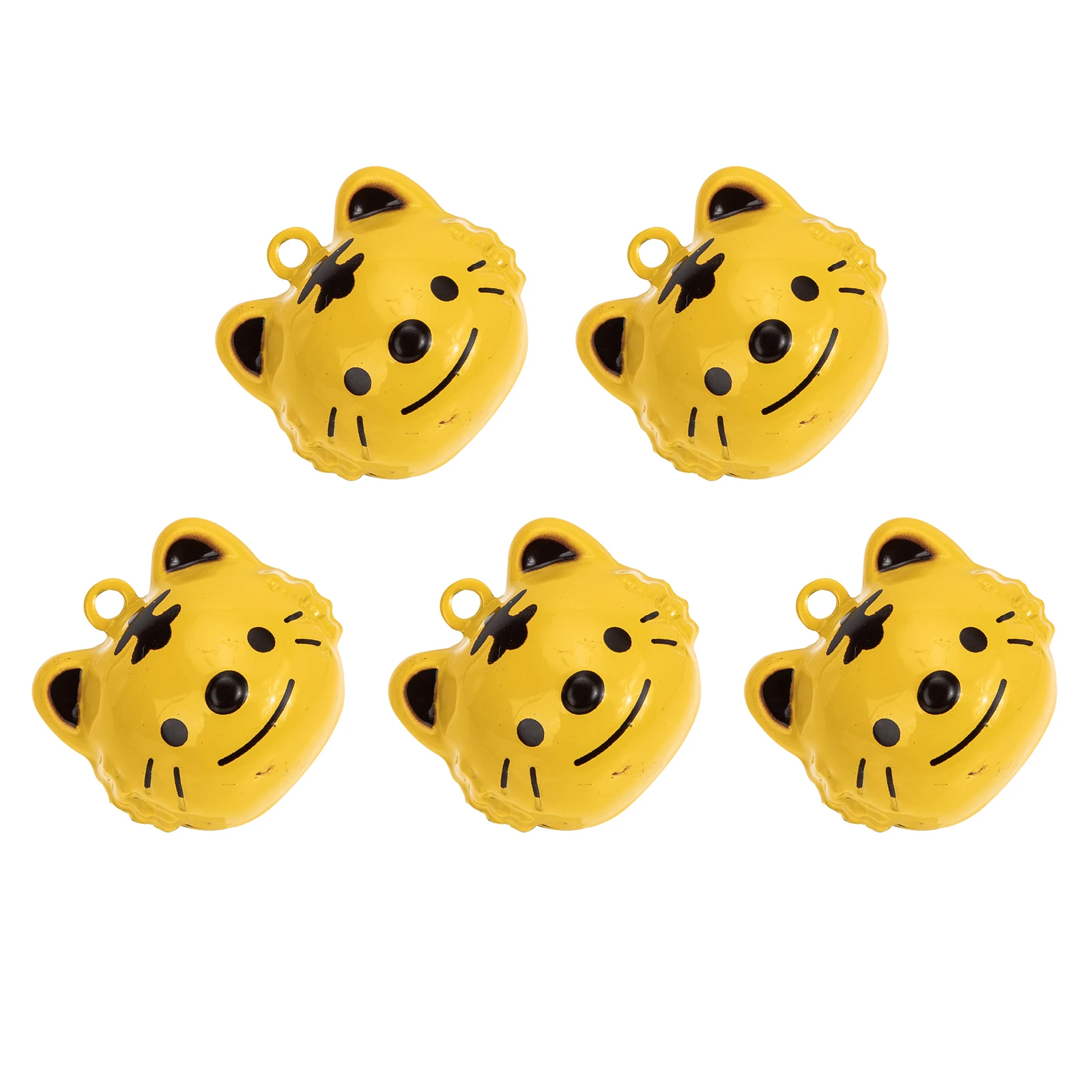 

5pcs Tiger Head Bell Charms Jewelry Making Pendant Earrings Bracelet Necklace Craft Accessory Cartoon Animal Ornament Dog Cat