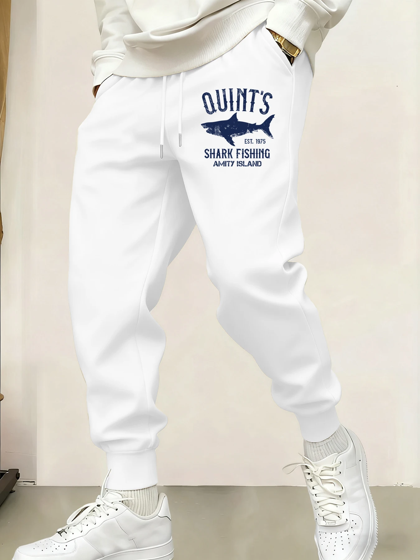 

Quint's Shark Fishing Amity Island Prints Mens Sweatpant Autumn Street Long Pant Warm Hip Hop Trousers Joggers Multicolor Pants