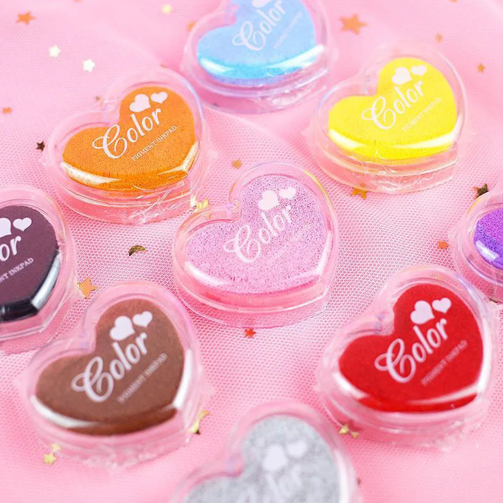 

8pcs Heart Shaped Ink Pads for DIY Crafts Bright Colors Fabric Wood Paper Cards Household Stamp Pads Portable Embossing Multi