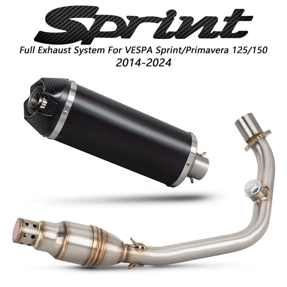 For Vespa Sprint/Primavera 125/150 3V 2014-2024 Motorcycle Exhaust Manifold Performance Muffler with DB Killer Moto Accessories