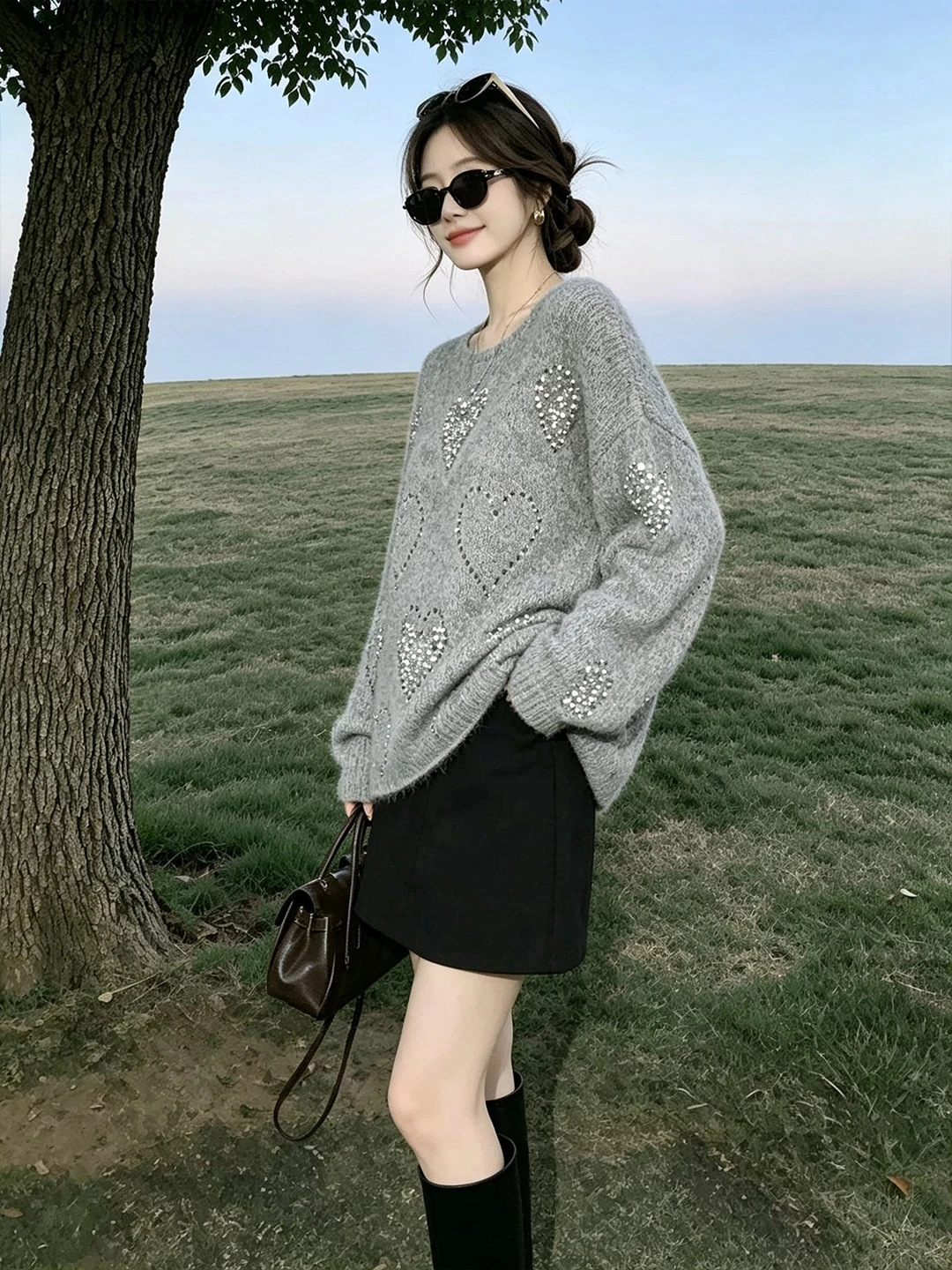 fashionable-knitted-maternity-set-pregnant-women-autumn-winter-clothes-belly-support-short-skirt-whole-set-korean-style