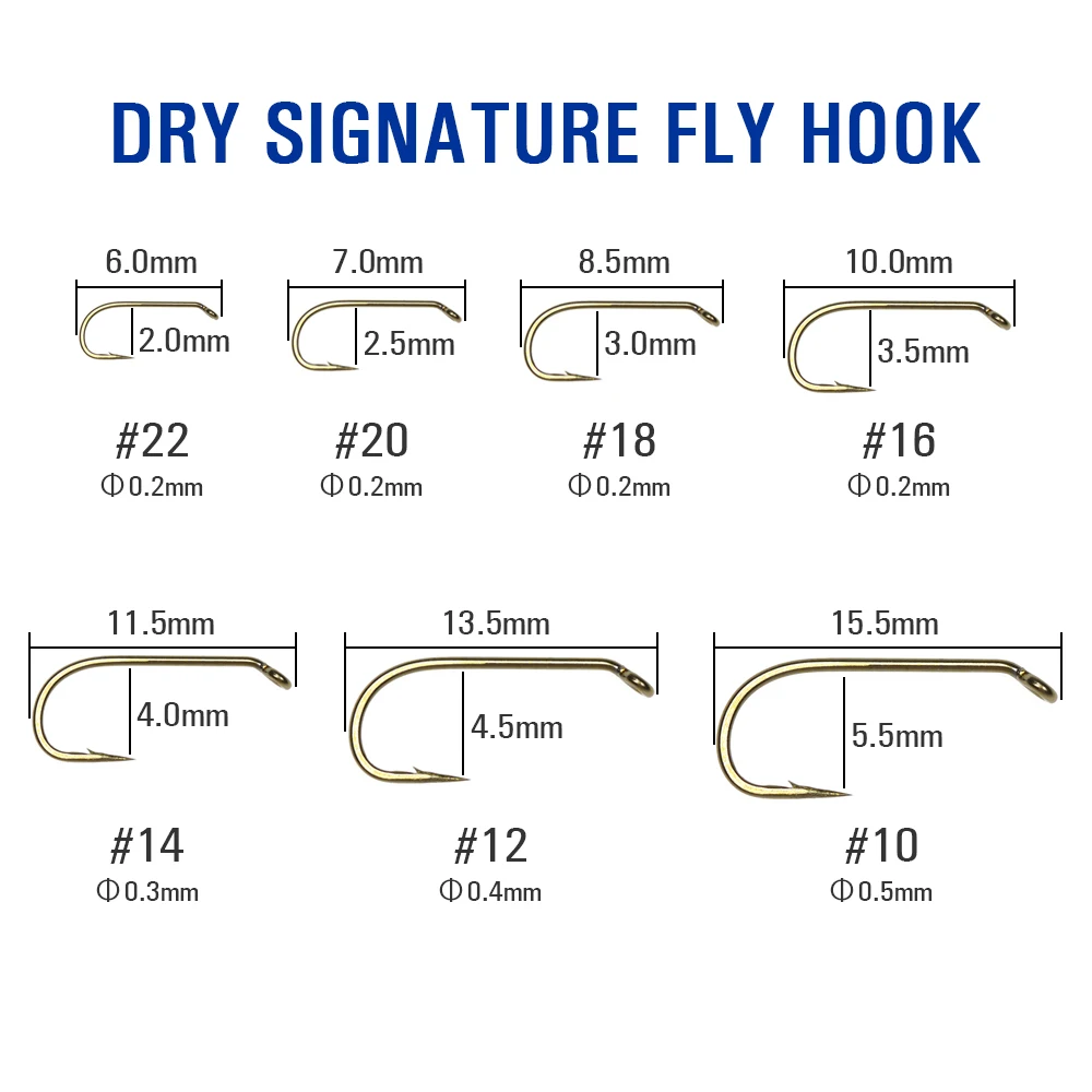 Mustad 30PCS Bronze Finish Dry Signature Fly Fishing Hook Micro Barb Ringed Eye Forged Trout Fly Hooks