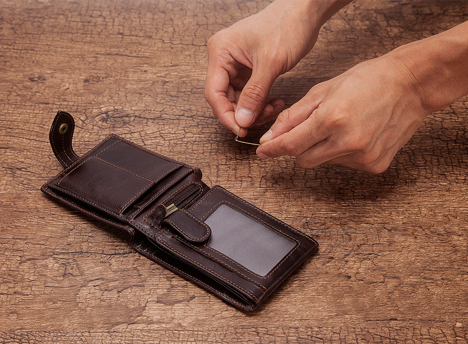 HUMERPAUL Luxuriöses 100 % echtes Leder-Geldbörse für Herren, schmal, minimalistisch, langlebig, mit Geldbörse, Münzfach, blockierendes Kreditkartenetui – Detail 16