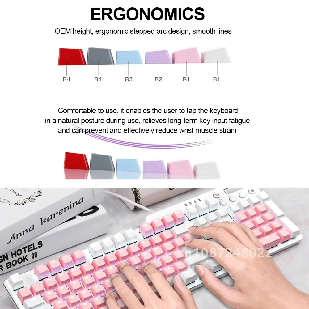 

Redragon 104 Key PBT mechanical keyboard key caps For Cherry MX style Including key-puller English US keycaps