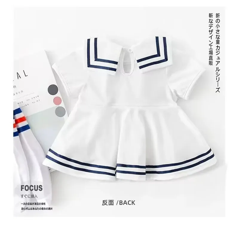 New Summer Toddler Baby Dress Pure Cotton Girl Baby Sea Wind JK Small Skirt Cute and Fashionable Children\'s Short Sleeve Dress