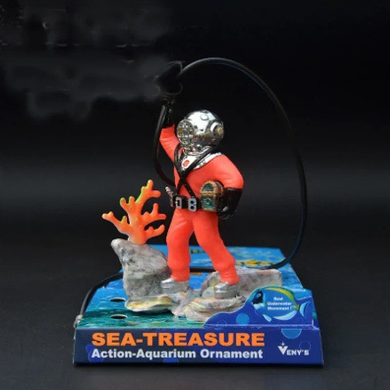 Aquarium Landscaping decoration Fish Tank Waterscape Treasure Box Air drive Frogman Diver work with air pump accessories