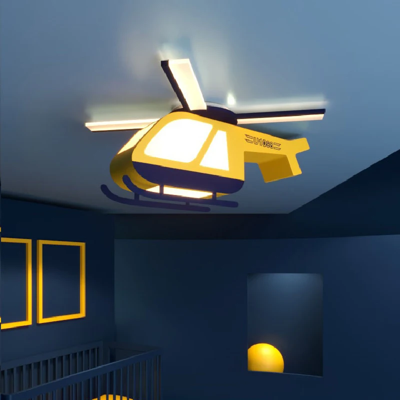 White Yellow Helicopter Airplane Light LED Children's Room Ceiling Lights Creative Boy bedroom Nursery Youth Room Ceiling Lamps