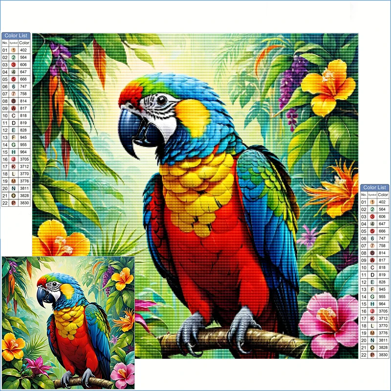 

New Diamond Paintings 2025 Paint By Diamond Colorful Parrot In The Jungle Diamond Art Clearance Sale Crafts Suppliers Adults