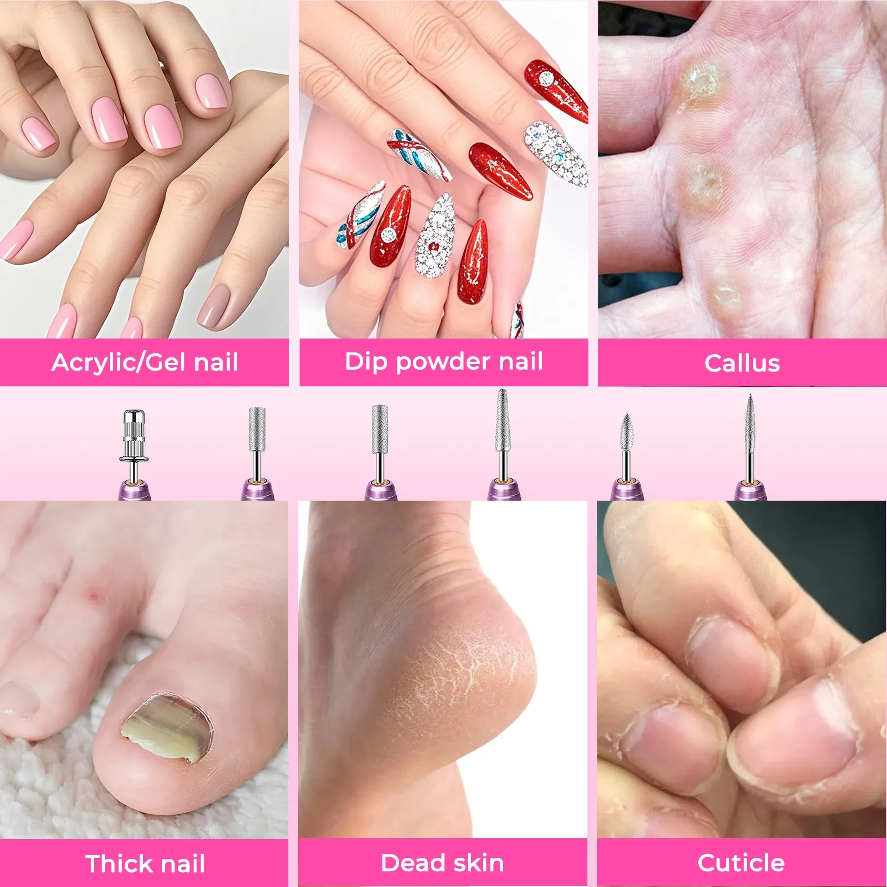 Electric Nail Drill, Professional Nail File Kit For Acrylic, Gel Nails, Manicure Pedicure With Nail Drill Bits Sanding Bands