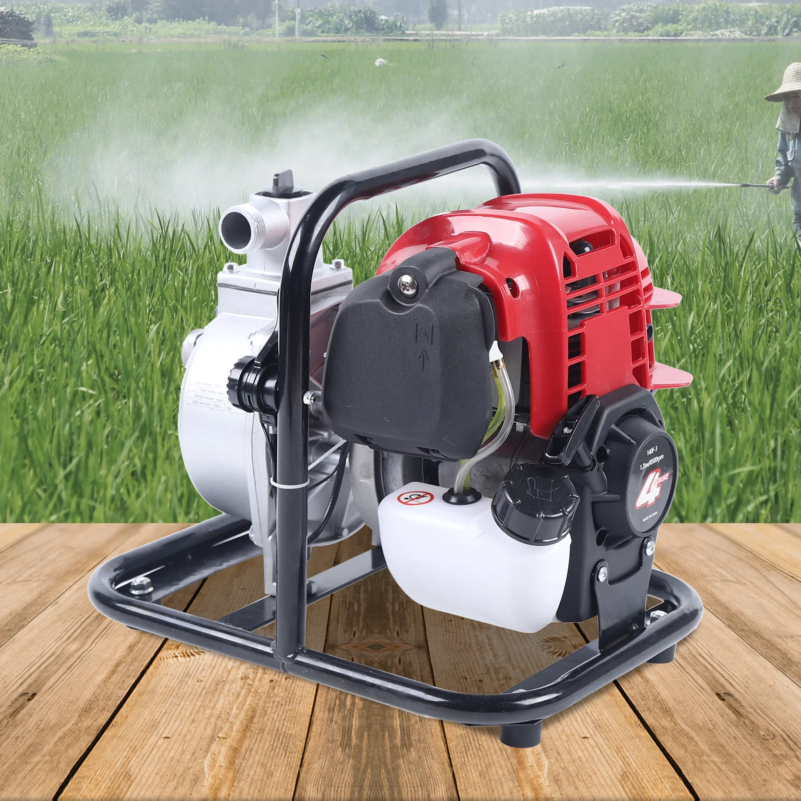 38CC 4 Stroke Gas-Powered Gasoline Water Pump Semi-Trash Water Transfer 1200w Irrigation Water Pump