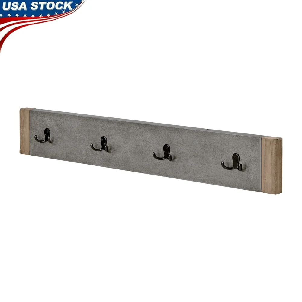 

Промышленный 40-дюймовый крючок для пальто из искусственного бетона, деревянный органайзер для прихожей, легко монтируемый французский плант, стильный домашний декор