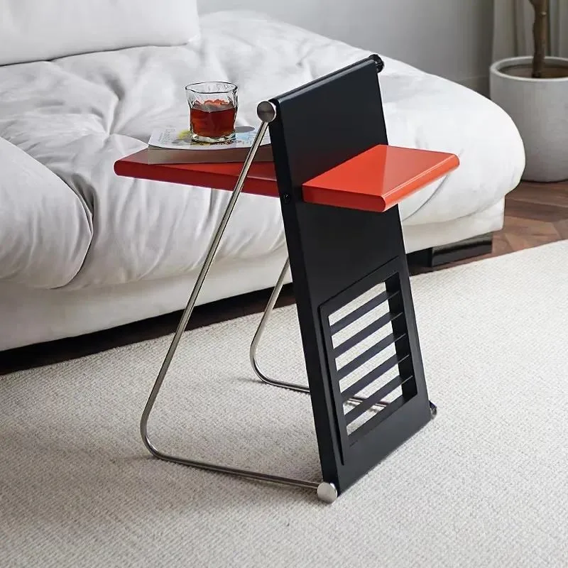 for Inverted side table, solid wood table top, 10mm stainless steel frame, multi-purpose storage, living room, bedroom,