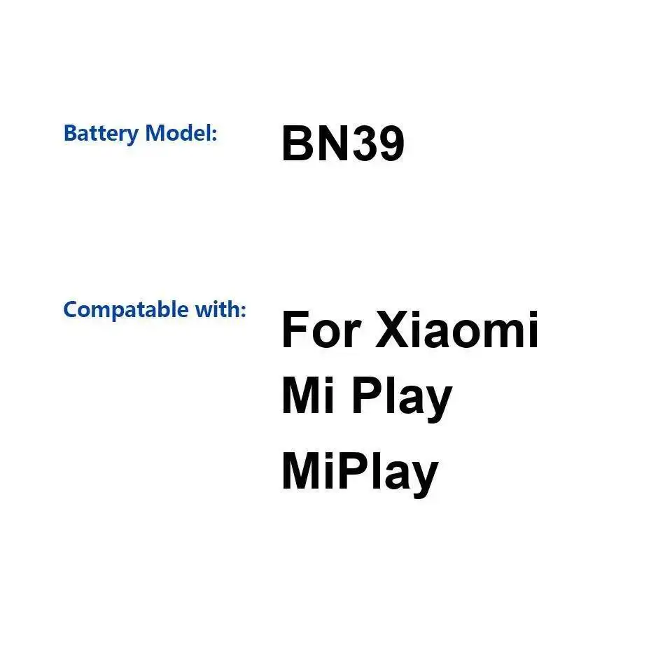 

Аккумулятор мобильного телефона для Xiaomi MI Play BN39, высокая емкость, 3000 мАч, долговечный