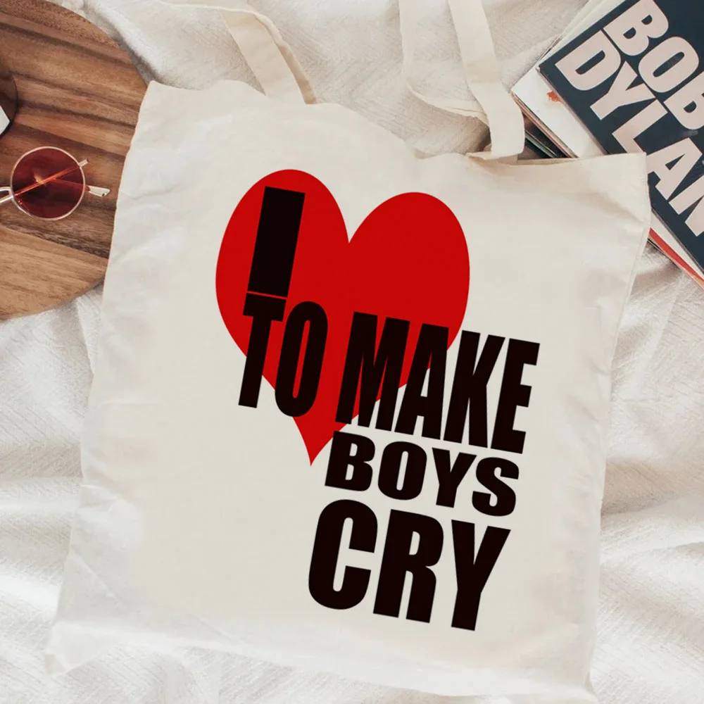 i Love to Make Boys Cry shopping bag jute bag shopping cotton recycle bag bolsas de tela bag fabric tote foldable string sacolas