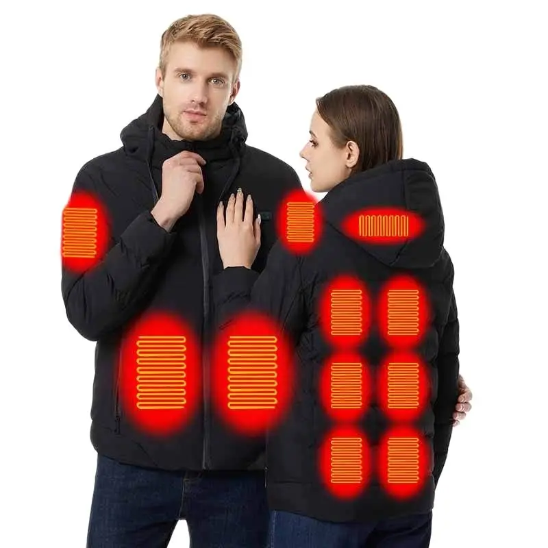 11 Areas USB Electric Heating Jacket Winter Men Women Parka Hiking Down jacket Outdoor Windproof Waterproof thermal cotton coat