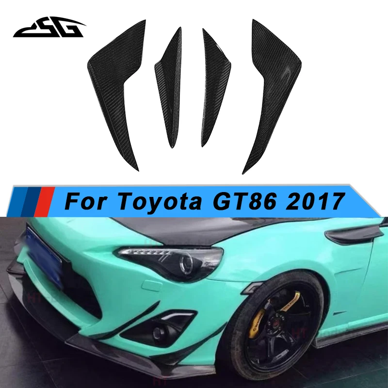 Carbon Fiber Front Bumper Lip Diffuser Spoiler For Toyota GT 86 Subaru BRZ Side Canards Wind Knife Splitters Body Kit