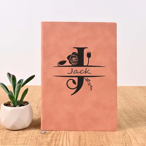 Custom Leather Notebook Diary Birthday Month Flower Custom Name Custom Notebook Woman's Personalized Journal Mother's Gift