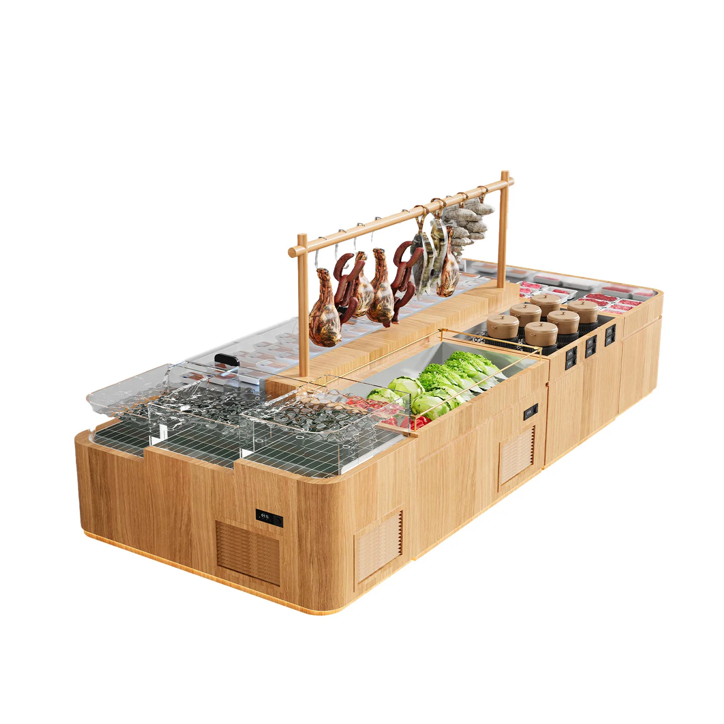 Ladder a la carte freezer open stall vegetable fresh-keeping cabinet combination display cabinet vegetable spray table hotel ope