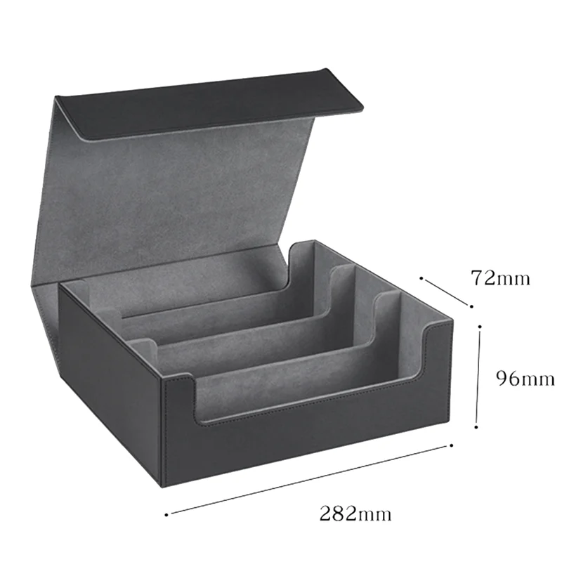 1800 + Kaarthouder Voor Ruilkaarten, Opbergdoos Voor Magnetische Kaarten Aan De Bovenkant Van Het Dek Met Zijlader, Spelkaarten Doos Zwart + Grijs