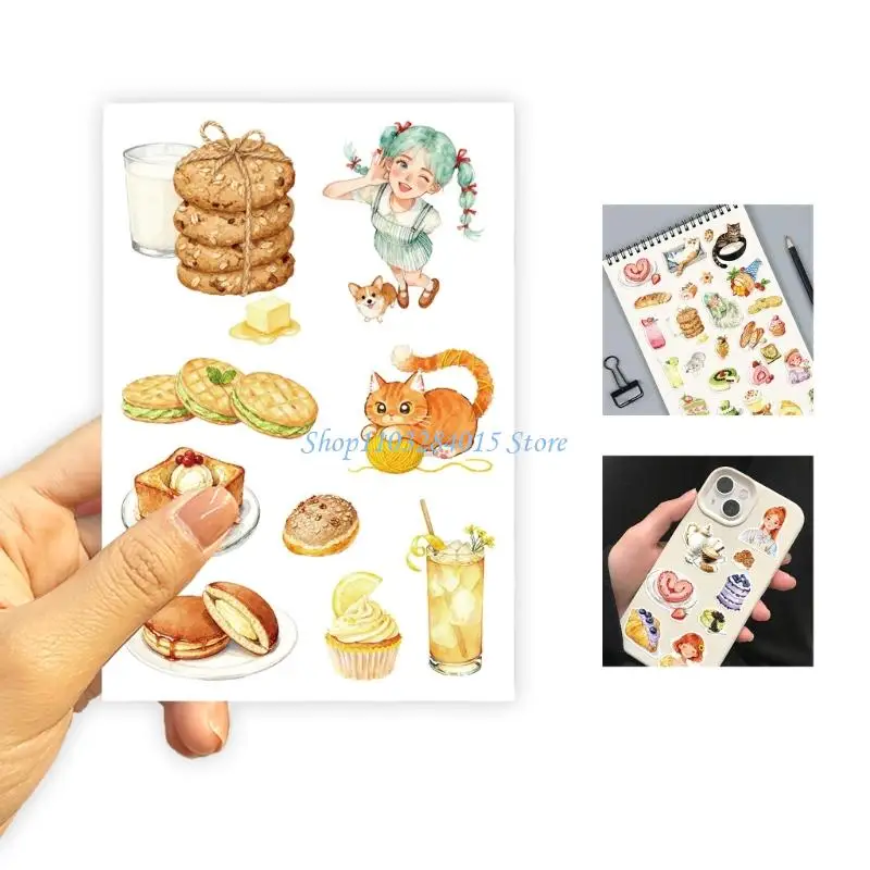 R6FF 24PCS Farm Theme DIY Stickers Set With Cakes Cats Decorations For Scrapbooking Educational And Creative Play