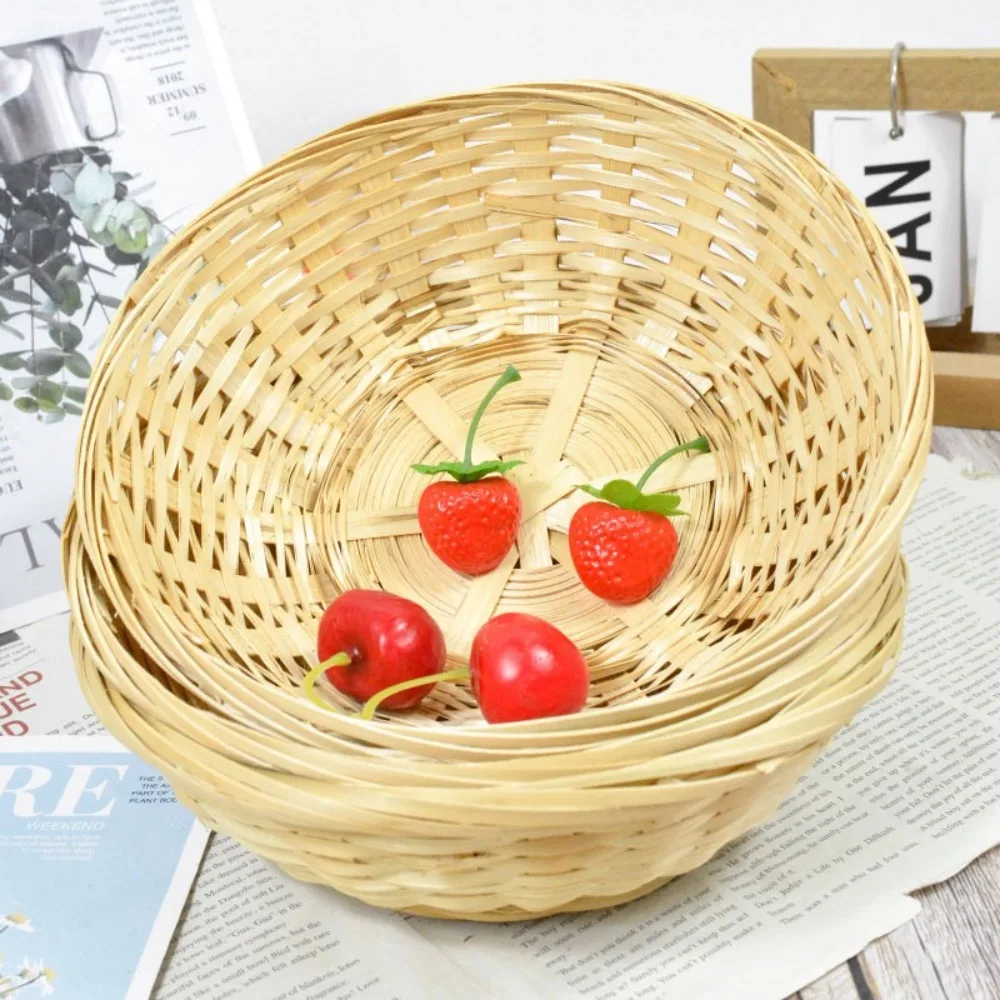 Vegetable Food Storage Basket Desktop Decoration Round Dustpan Decorative Woven Basket Bread Fruit Kitchen Storage Tray Supplies