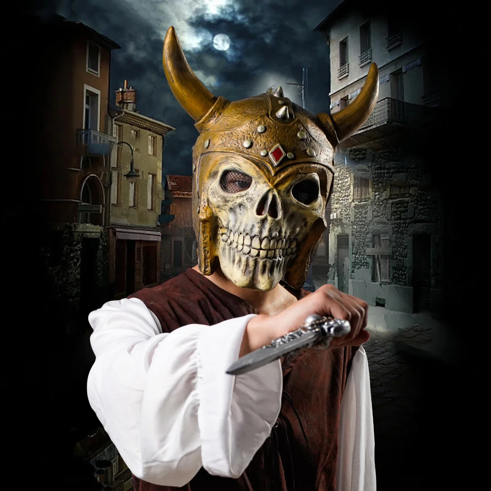 2025halloweenMasque de soldato squelette 1 pezzo, materiale en lattice, thème de la culture pop parfait pour les jeux de rôle