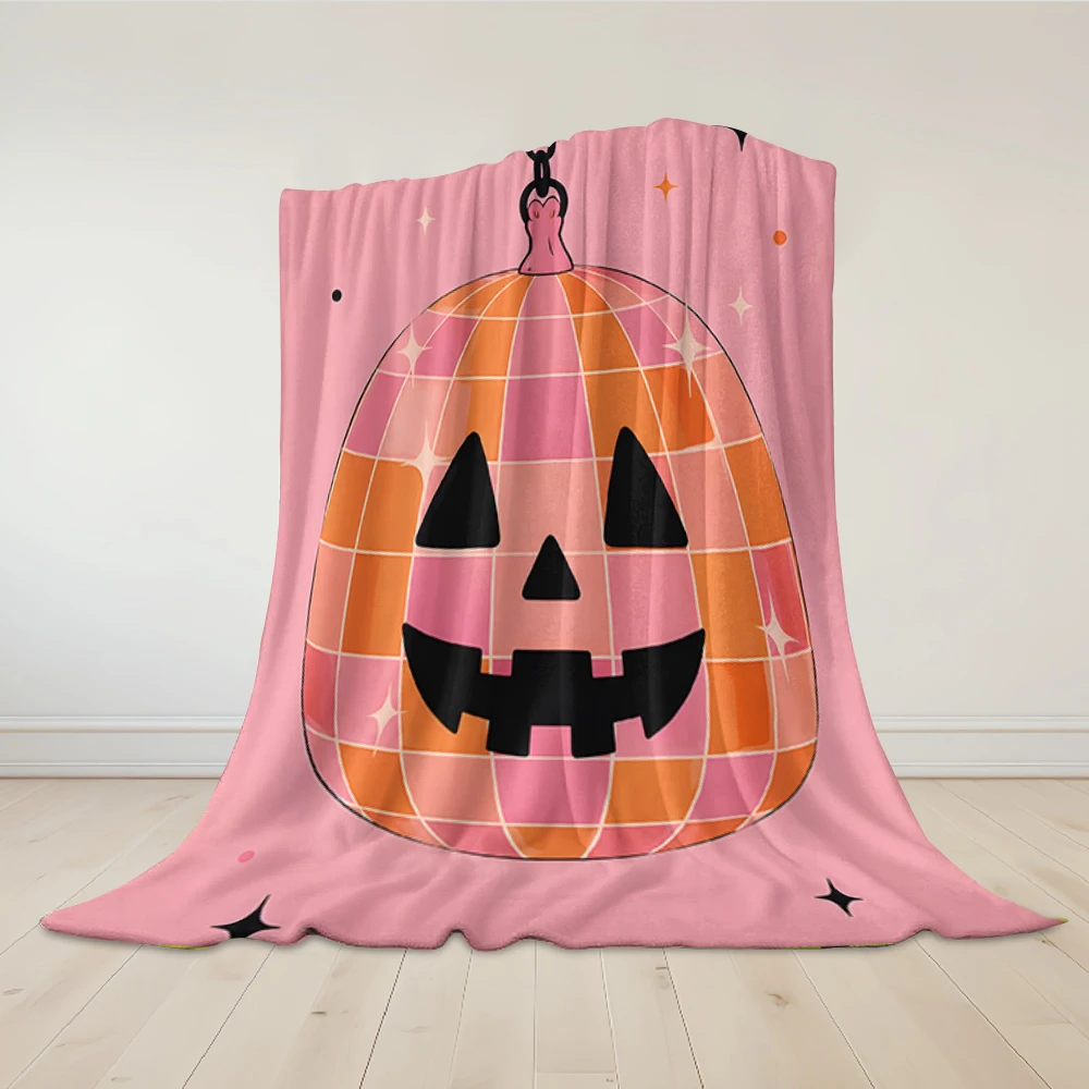 Neon Green Cat Pumpkin Flannel Fleece Throw Blanket for Couch Sofa Lightweight Cozy Plush Blanket for Travel Office Nap - view 3