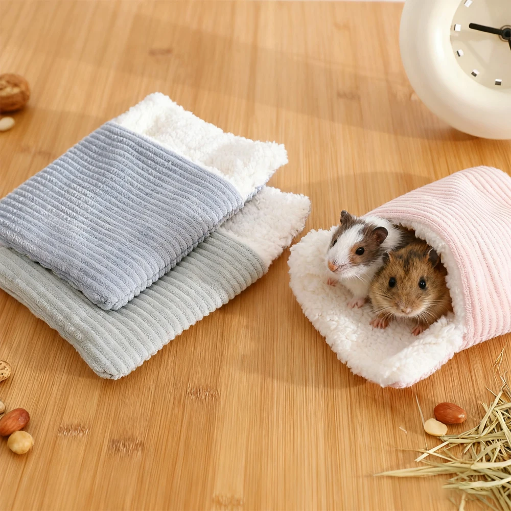 1PC Warm Winter Autumn Hanging Sleeping Bag Soft Thick Plush Swing Bed for Pet Small Animals Hamster Sugar Glider Cage Hide Bag