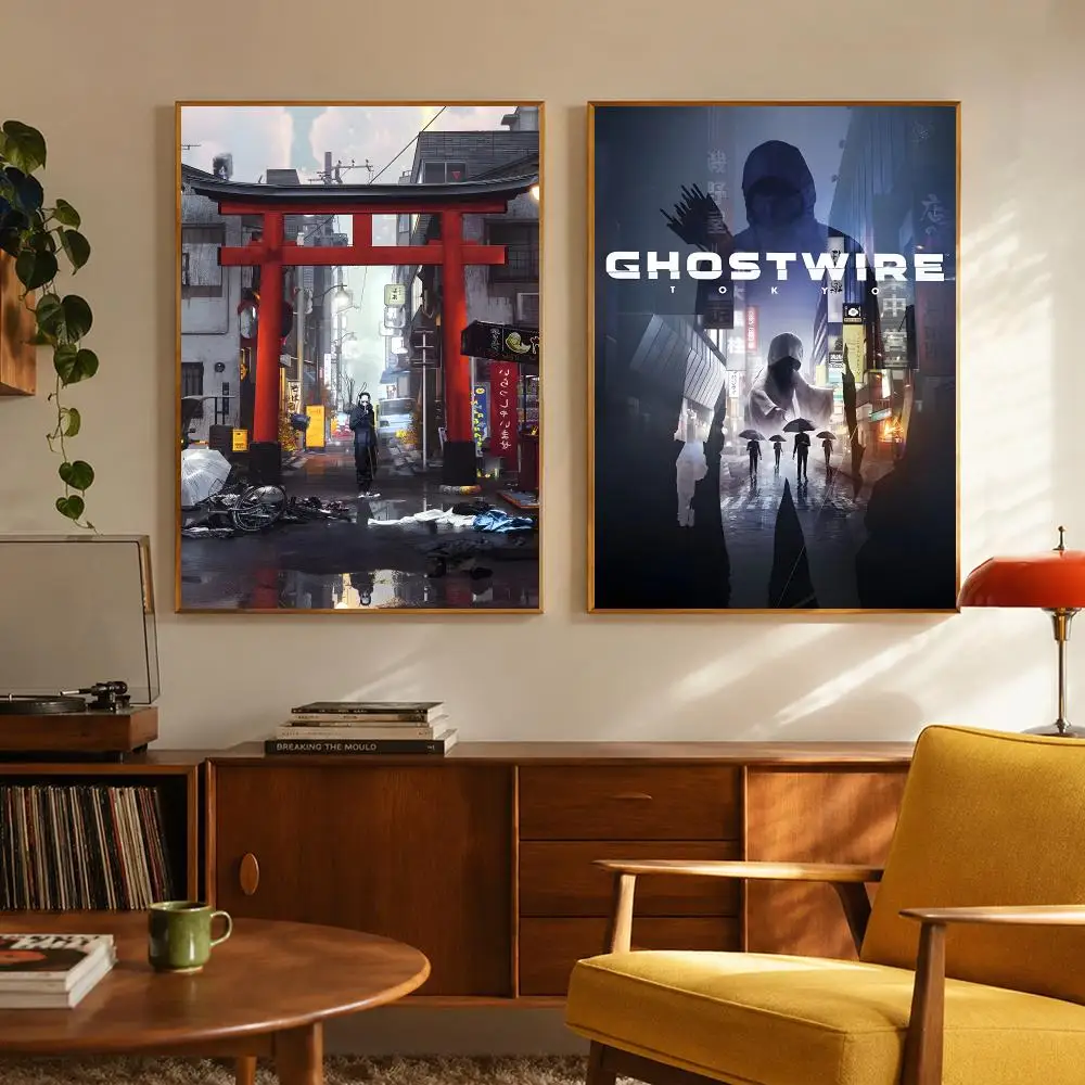 Action Game Ghostwire Tokyo Poster Digital Solvent Print Waterproof PP Fade-Resistant Wall Art Room Decor Gift
