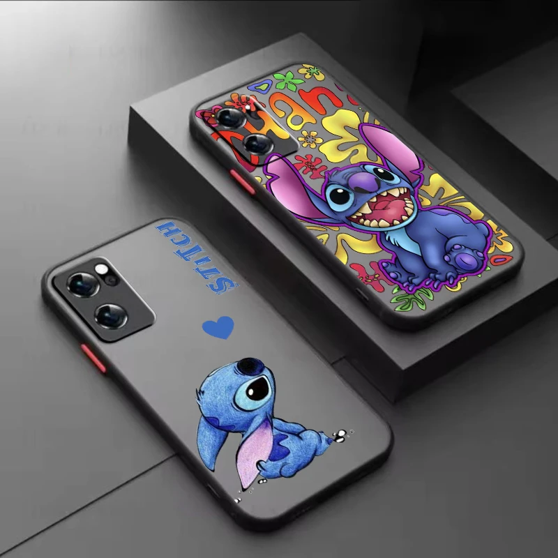 

Stitch Cute For OPPO A98 A96 A94 A78 A77 A76 A74 A72 A57 A56 A55 A53 Frosted Translucent Hard Phone Case Coque Capa Fundas