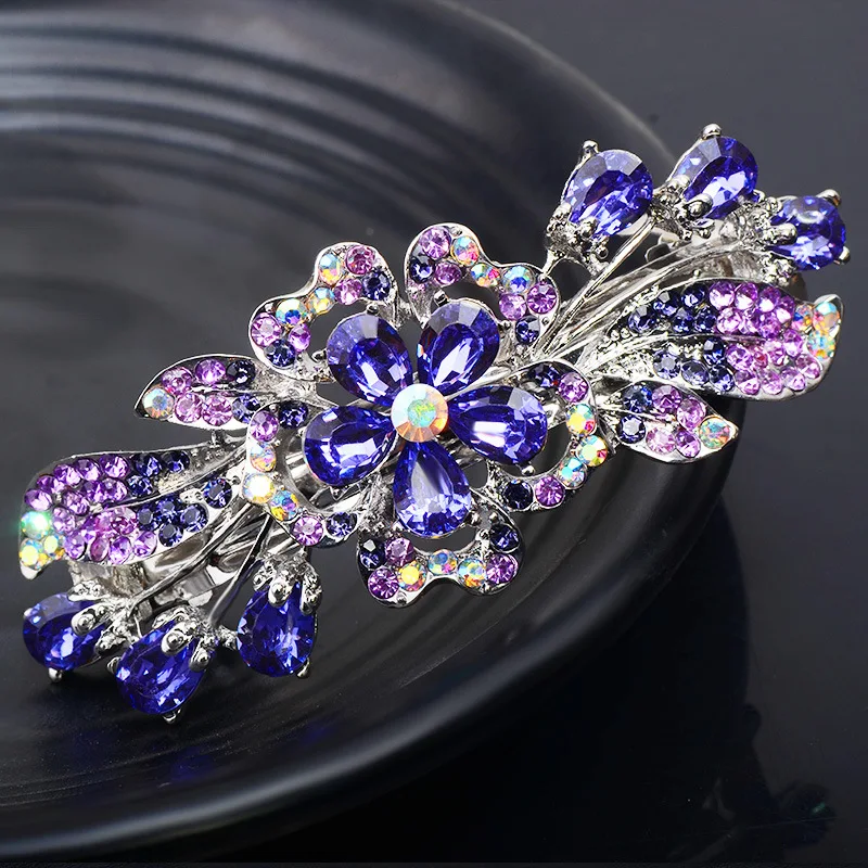 New Korean version of the crystal flower spring hairpin shining zircon top clip elegant women\'s casual fashion hair accessories