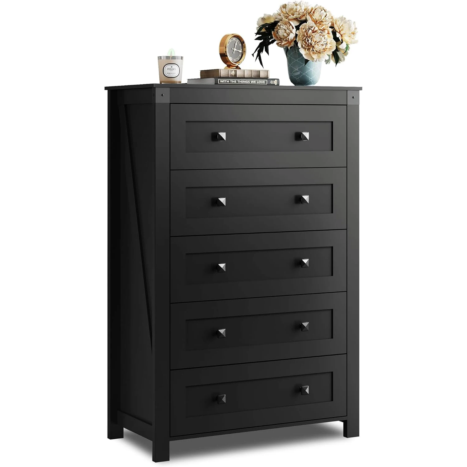 

xx-Modern Wooden 5 Drawers Dresser for Clothes Large Storage Cabinet for Bedroom*